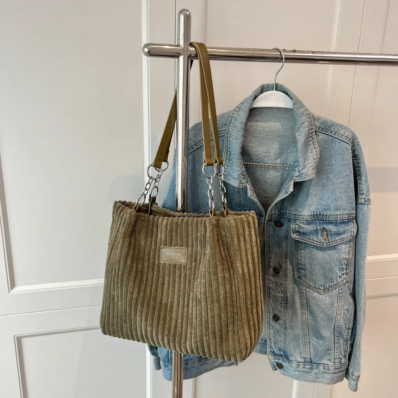 Women's Fashion Casual Large Capacity Corduroy Shoulder Bag