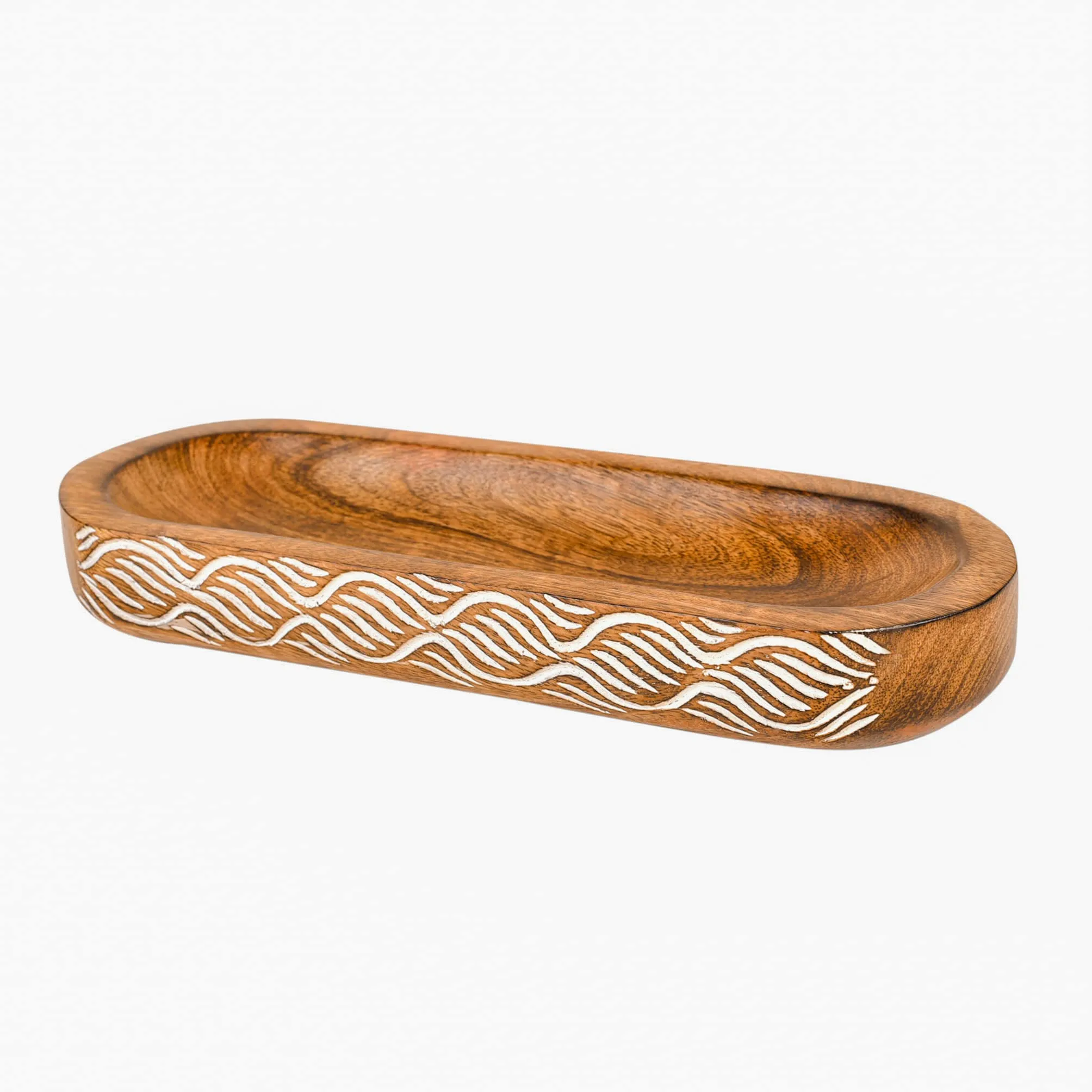 WOOD ART STORE Fine Handcarved Wooden Incense Holder, Insence Ash Catcher, Insense Stick Holder for Table Décorations, Wooden Incense Tray for Sticks Size- 11x4x1.2 Inches (Brwon/White 1)