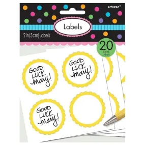 Yellow Scalloped Party Bag Labels - 20 Pkt
